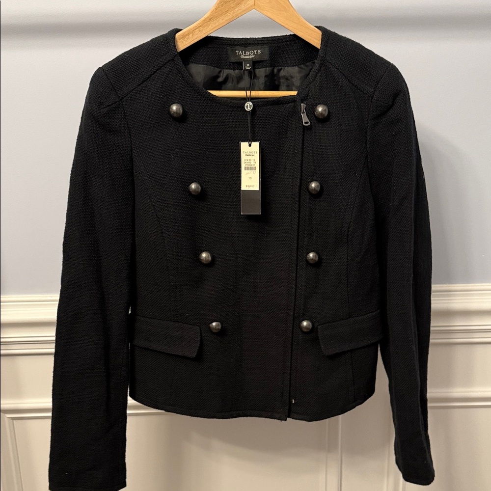 Talbots Grace Fit Textured Military Style Moto Jacket Blazer 10 NWT NEW